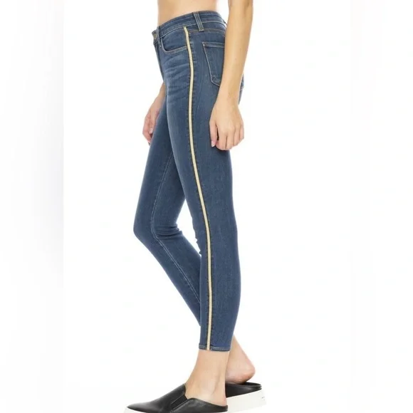 L’agence Margot Racer Stripe High Rise Ankle Skinny Neptune 25 - Picture 1 of 8